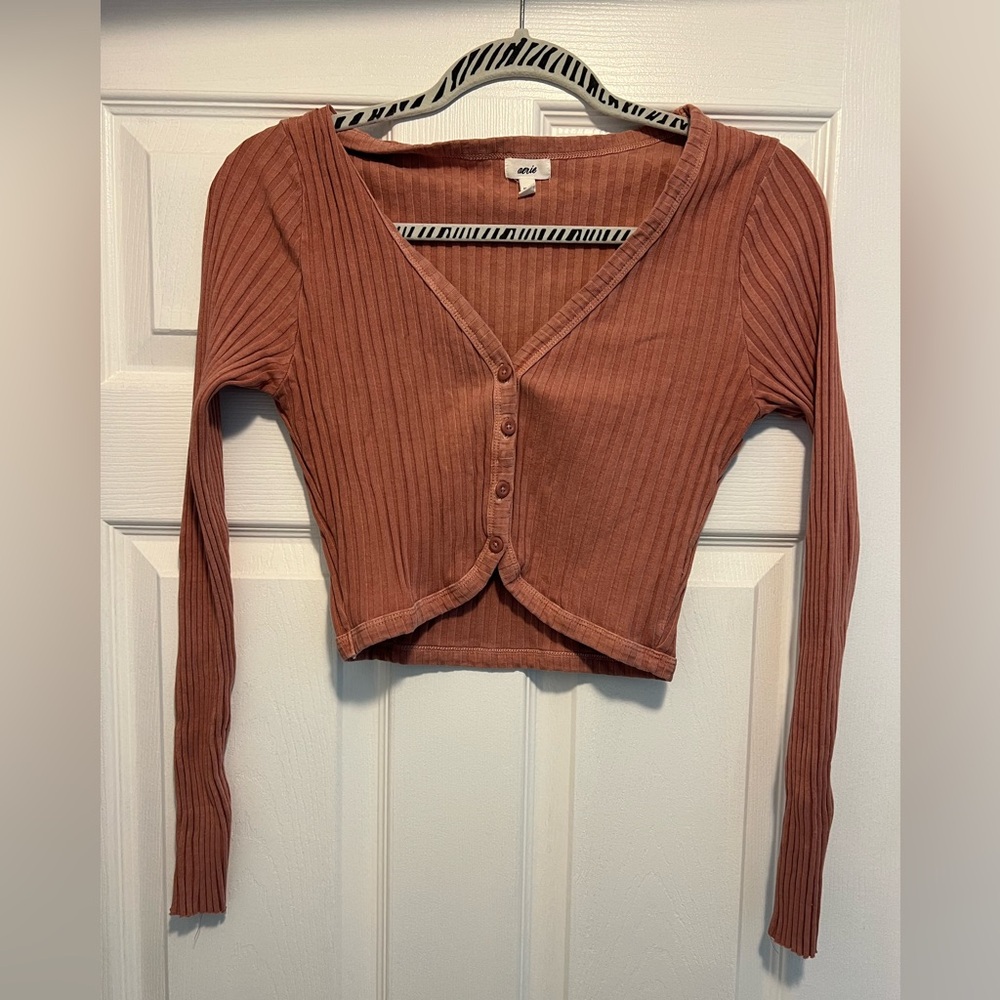 Aerie Ribbed Button-Up Crop Top